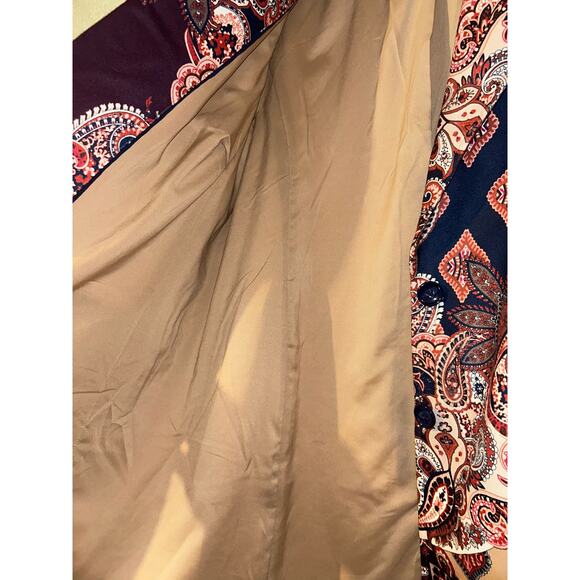 Chico’s Drama Patch Old Money Mob Wife Boho western Brown Blue Duster / Coat - Picture 8 of 13